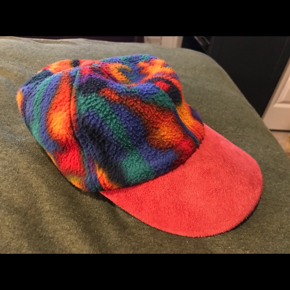 90s fuzzy multi colored hat